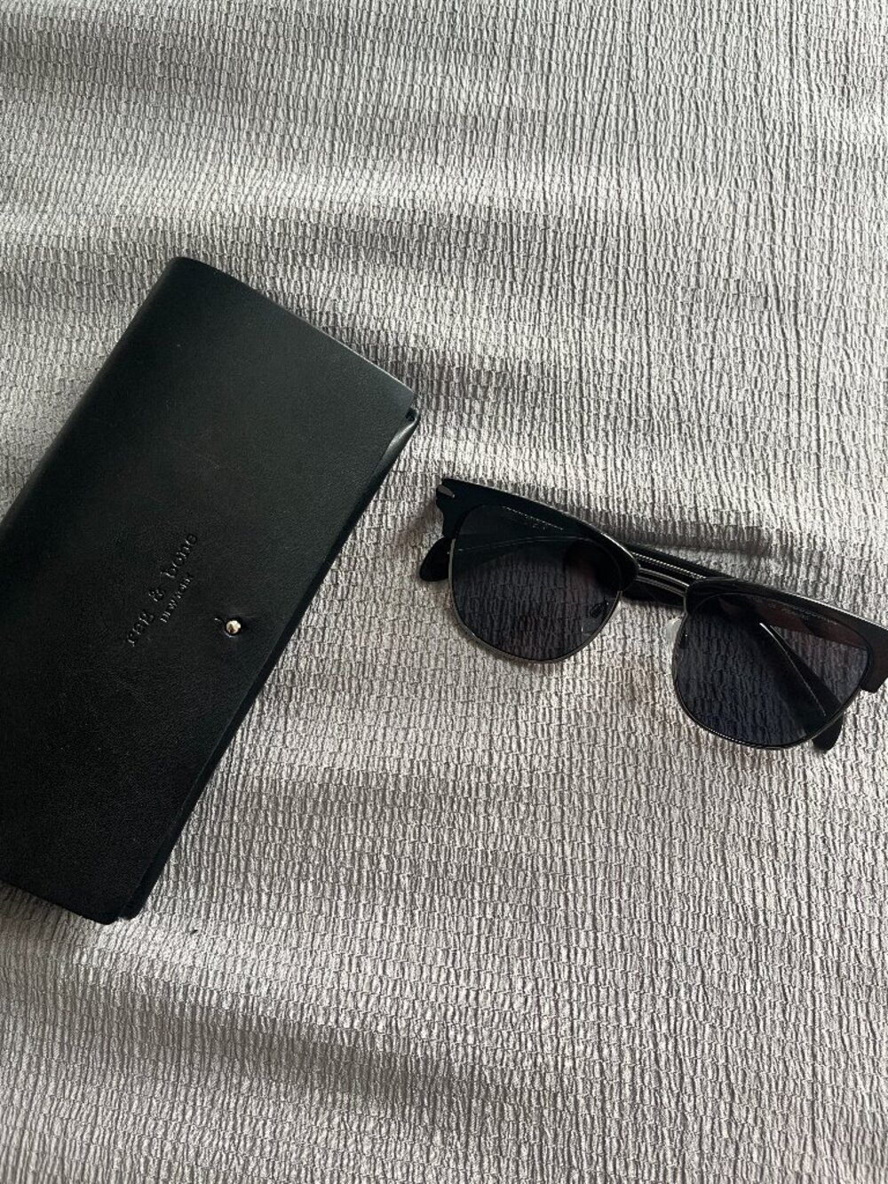 rag & bone RNB5007/S Polarized Sunglasses Black/Silver + Case